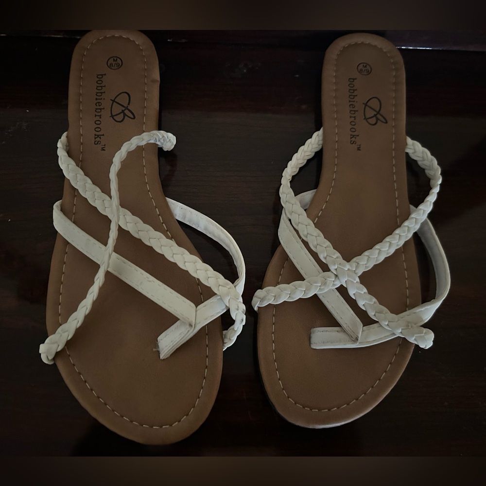 Bobbie Brooks White Braided Sandals